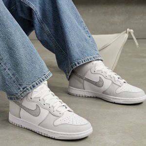 NIKE Dunk High Glittered Leather Sneakers